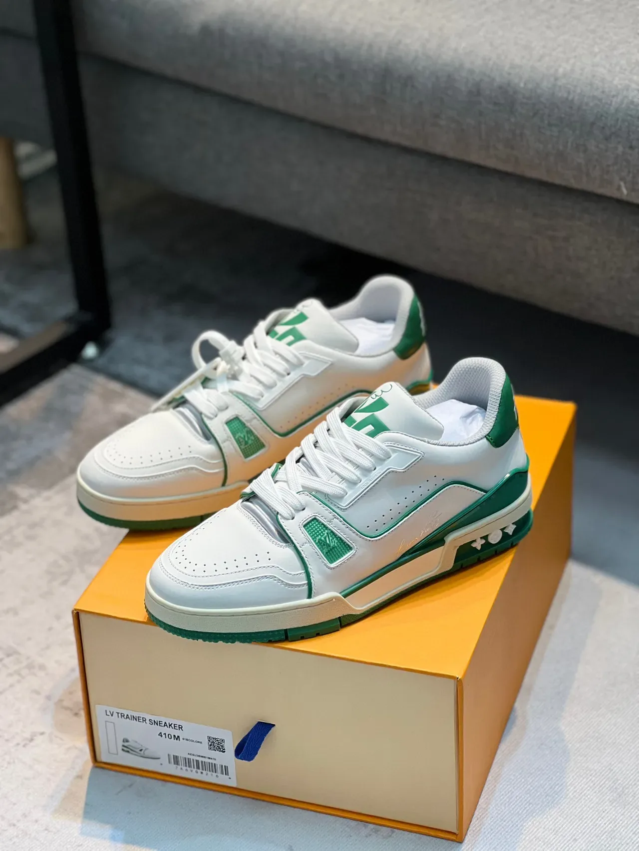 Louis Vuitton LV Trainer White and Green Lifestyle Sneakers 7