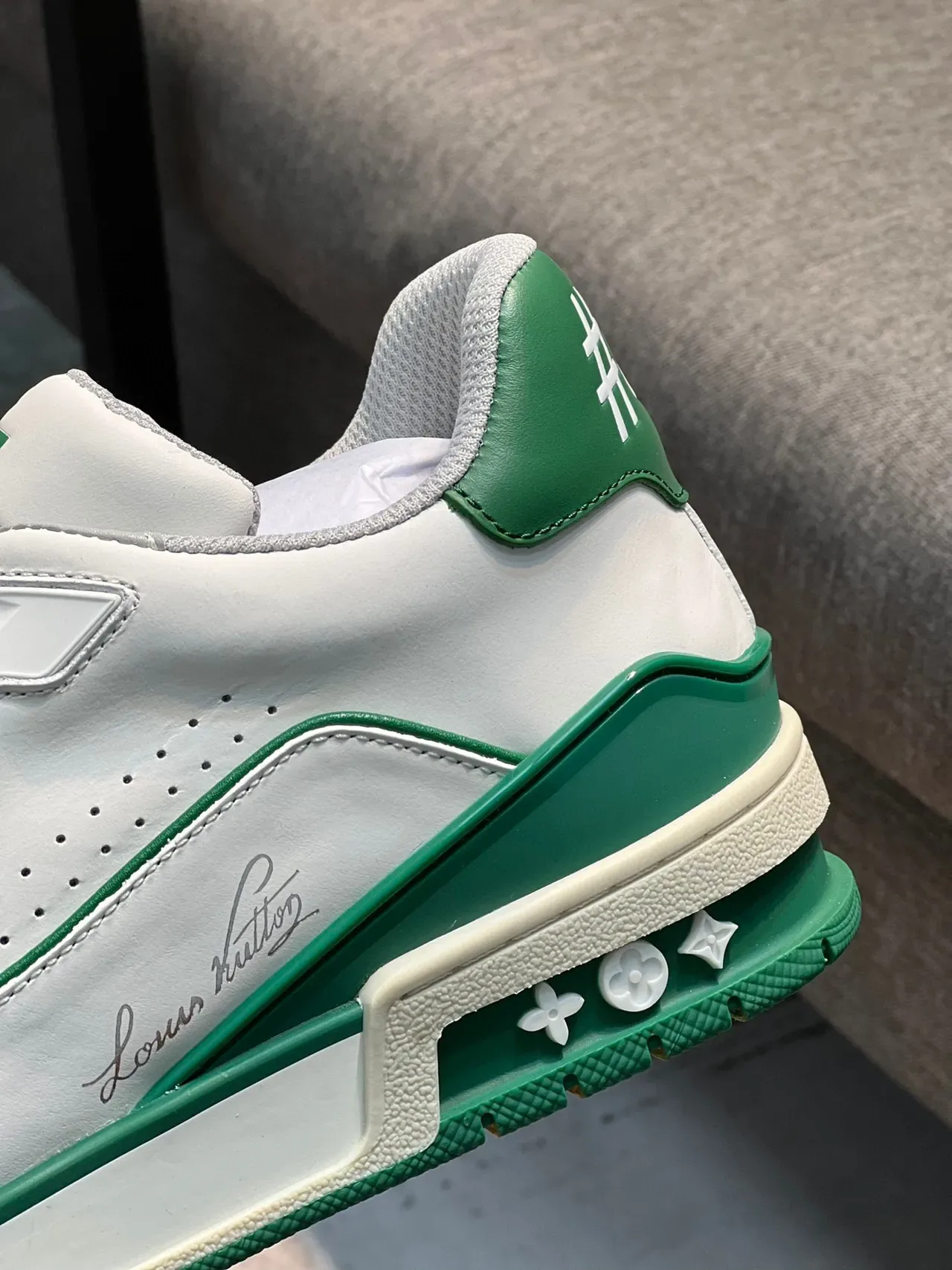 Louis Vuitton LV Trainer White and Green Lifestyle Sneakers 8