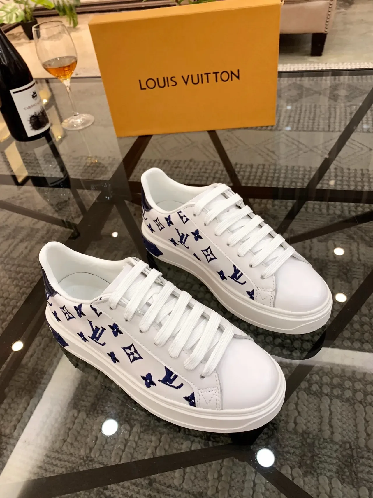 Louis Vuitton LV Trainer White and Navy Monogram Lifestyle Sneakers 5