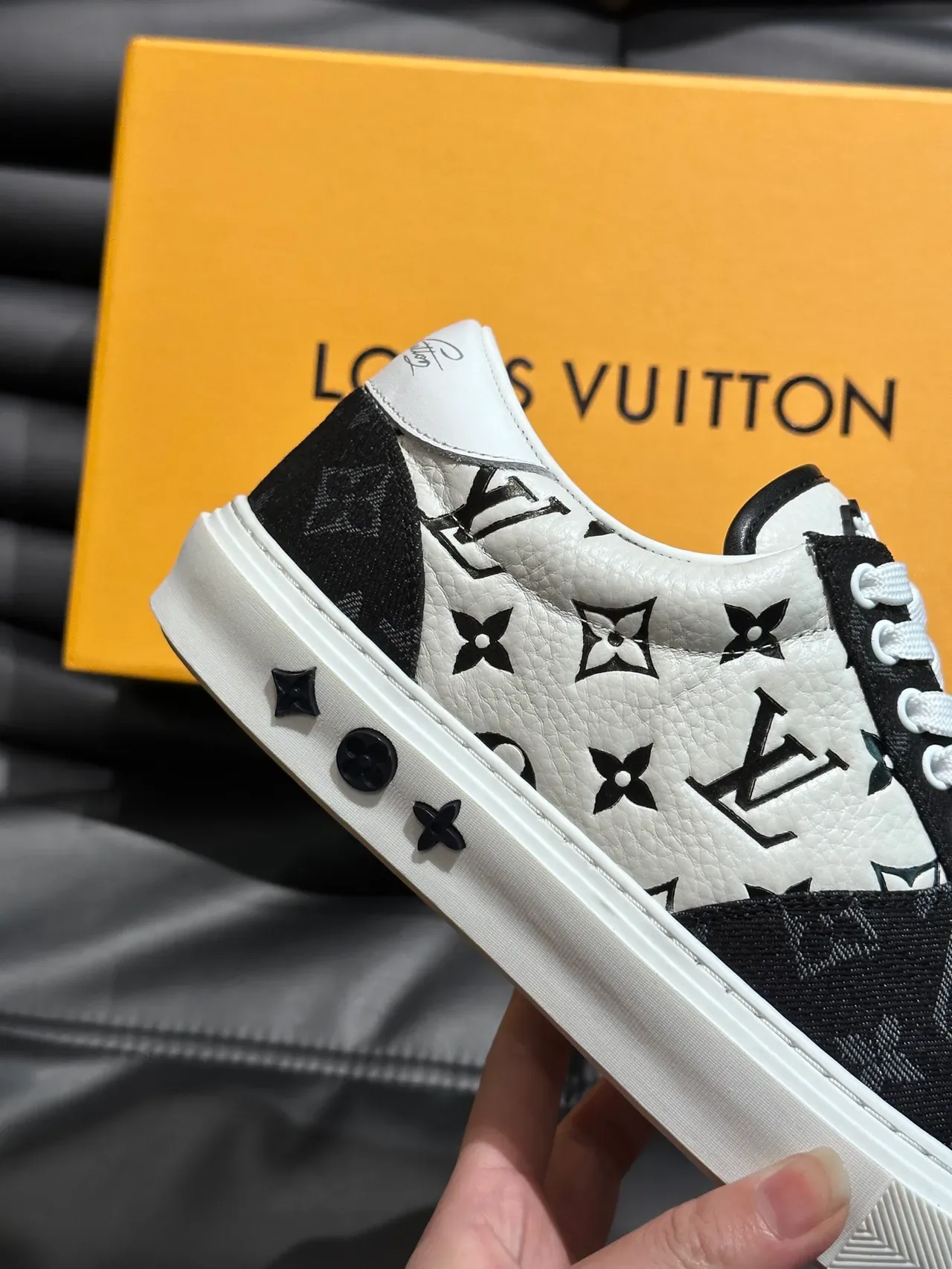 Louis Vuitton LV Trainer White Black Monogram-Print Leather And Canvas Two-Tone Lifestyle Sneakers 4