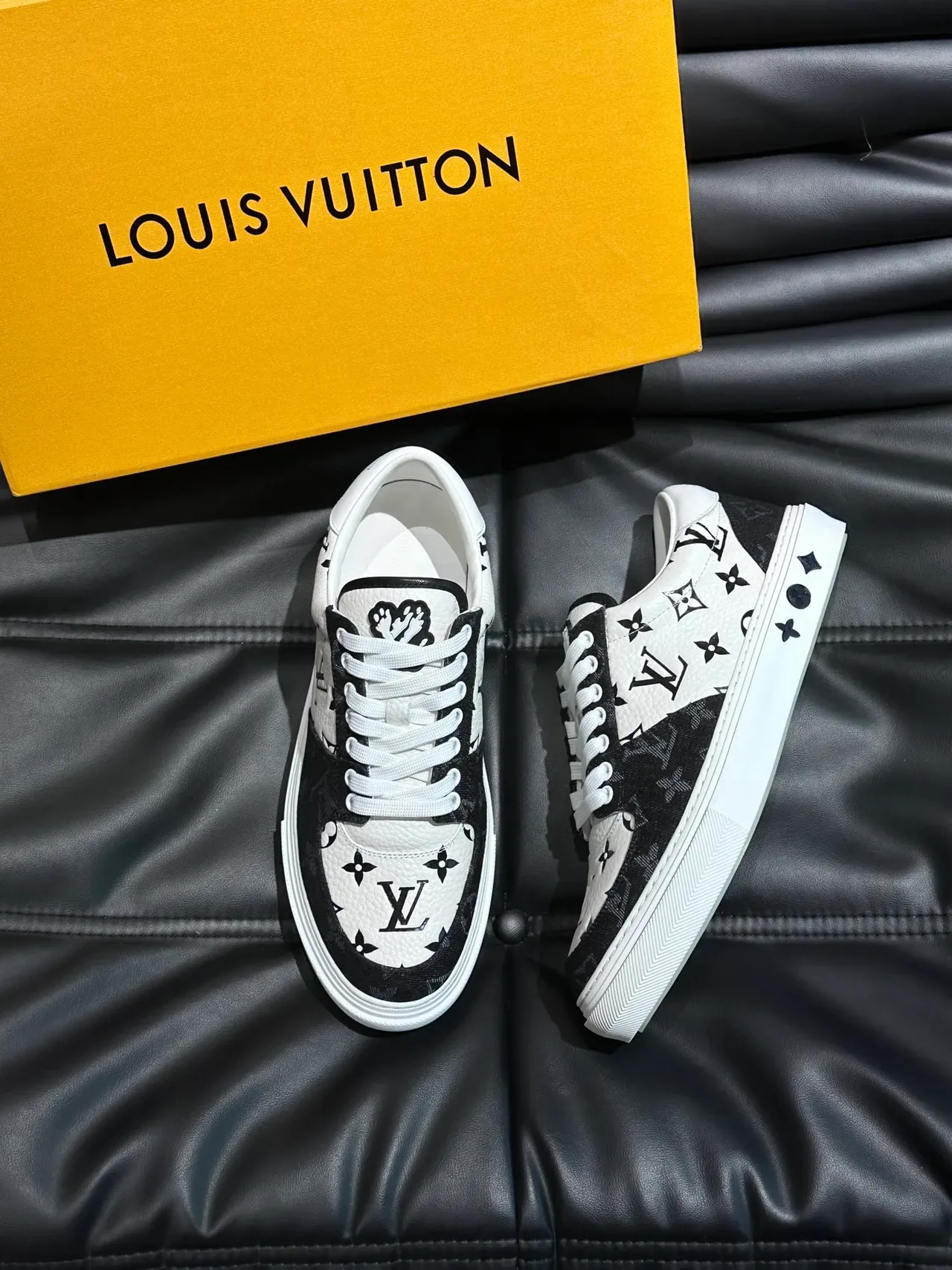 Louis Vuitton LV Trainer White Black Monogram-Print Leather And Canvas Two-Tone Lifestyle Sneakers 5