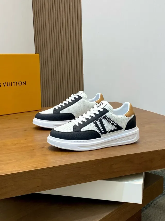 Louis Vuitton LV Trainer White Black Perforated Leather Upper Bold Side Logo Panel Lifestyle Sneakers 4
