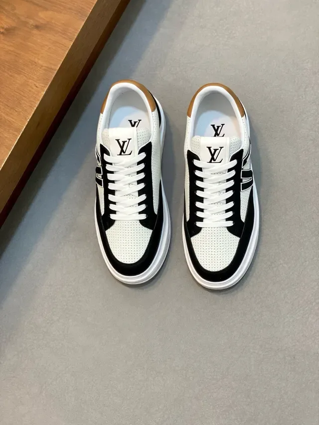Louis Vuitton LV Trainer White Black Perforated Leather Upper Bold Side Logo Panel Lifestyle Sneakers 5