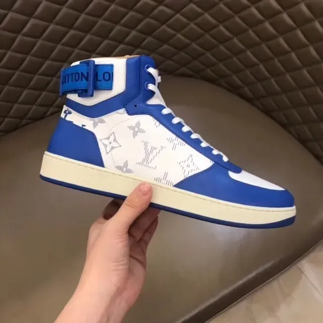 Louis Vuitton LV Trainer White Blue High-Top Monogram-Print Lifestyle Sneakers 2