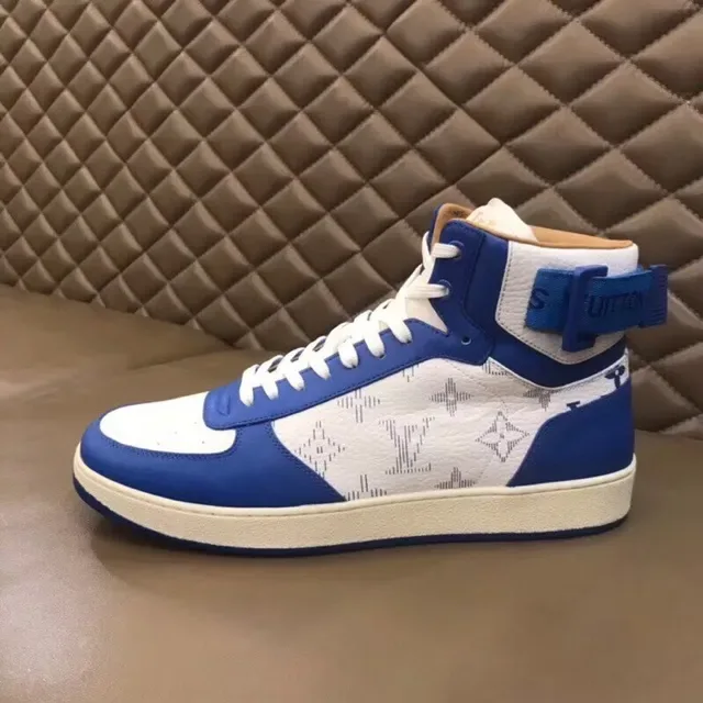 Louis Vuitton LV Trainer White Blue High-Top Monogram-Print Lifestyle Sneakers 3