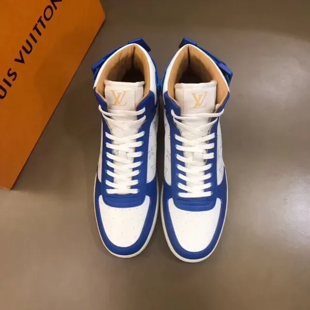 Louis Vuitton LV Trainer White Blue High-Top Monogram-Print Lifestyle Sneakers 4