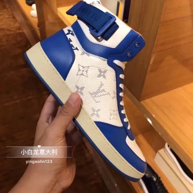 Louis Vuitton LV Trainer White Blue High-Top Monogram-Print Lifestyle Sneakers 7