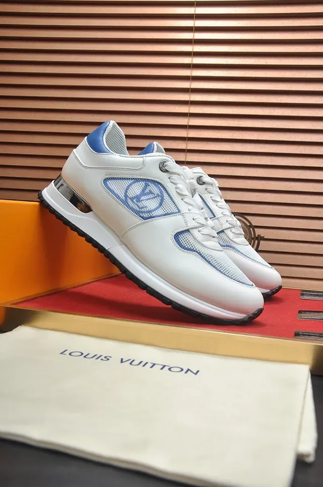 Louis Vuitton LV Trainer White Blue Leather And Mesh Upper Monogram Window Lifestyle Sneakers 3