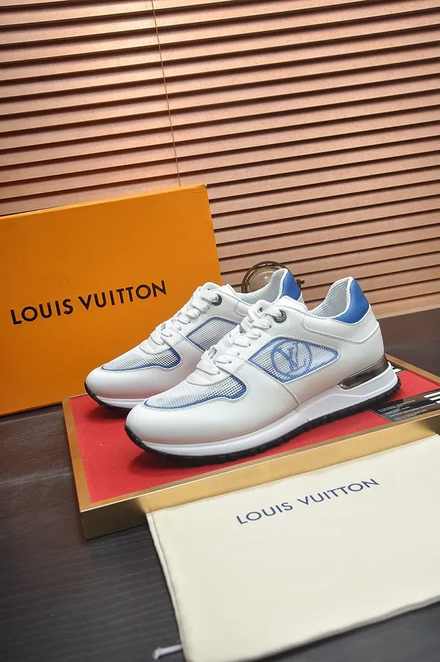 Louis Vuitton LV Trainer White Blue Leather And Mesh Upper Monogram Window Lifestyle Sneakers 4