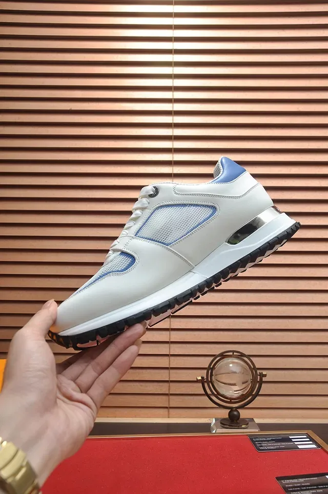 Louis Vuitton LV Trainer White Blue Leather And Mesh Upper Monogram Window Lifestyle Sneakers 5