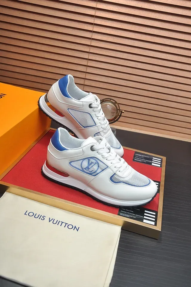 Louis Vuitton LV Trainer White Blue Leather And Mesh Upper Monogram Window Lifestyle Sneakers 6