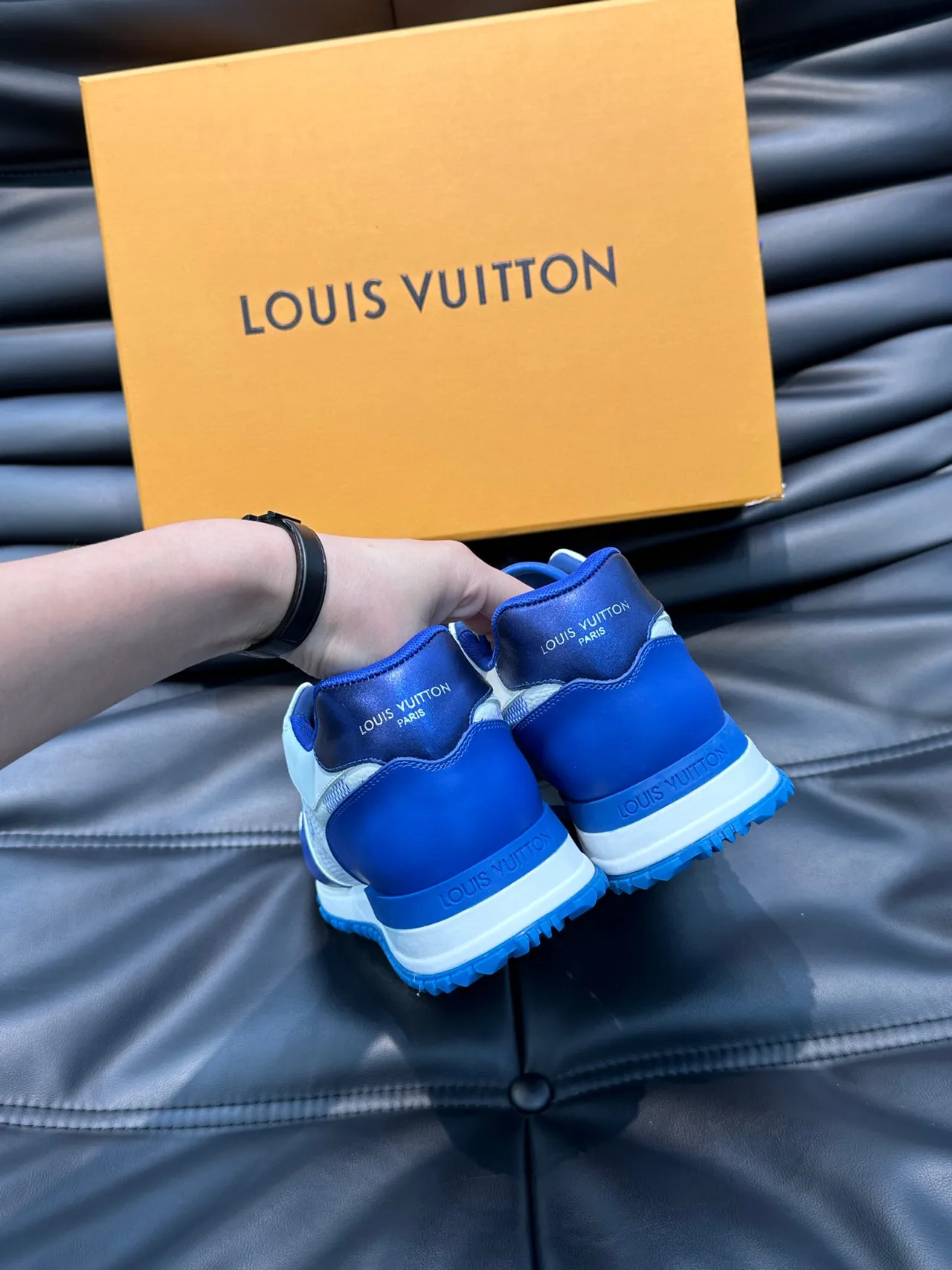 Louis Vuitton LV Trainer White Blue Low-Top Mesh-and-Leather Panelled Lifestyle Sneakers 3
