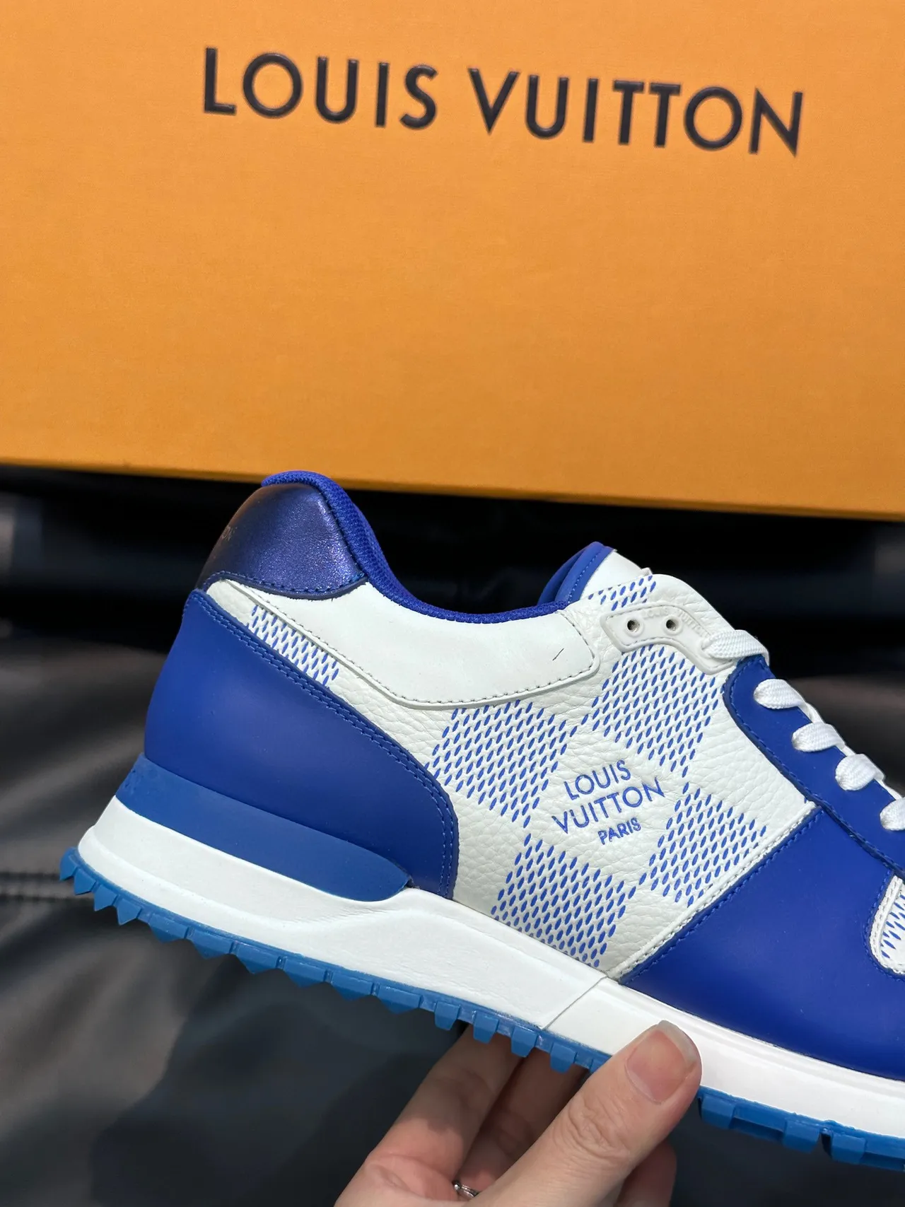 Louis Vuitton LV Trainer White Blue Low-Top Mesh-and-Leather Panelled Lifestyle Sneakers 5