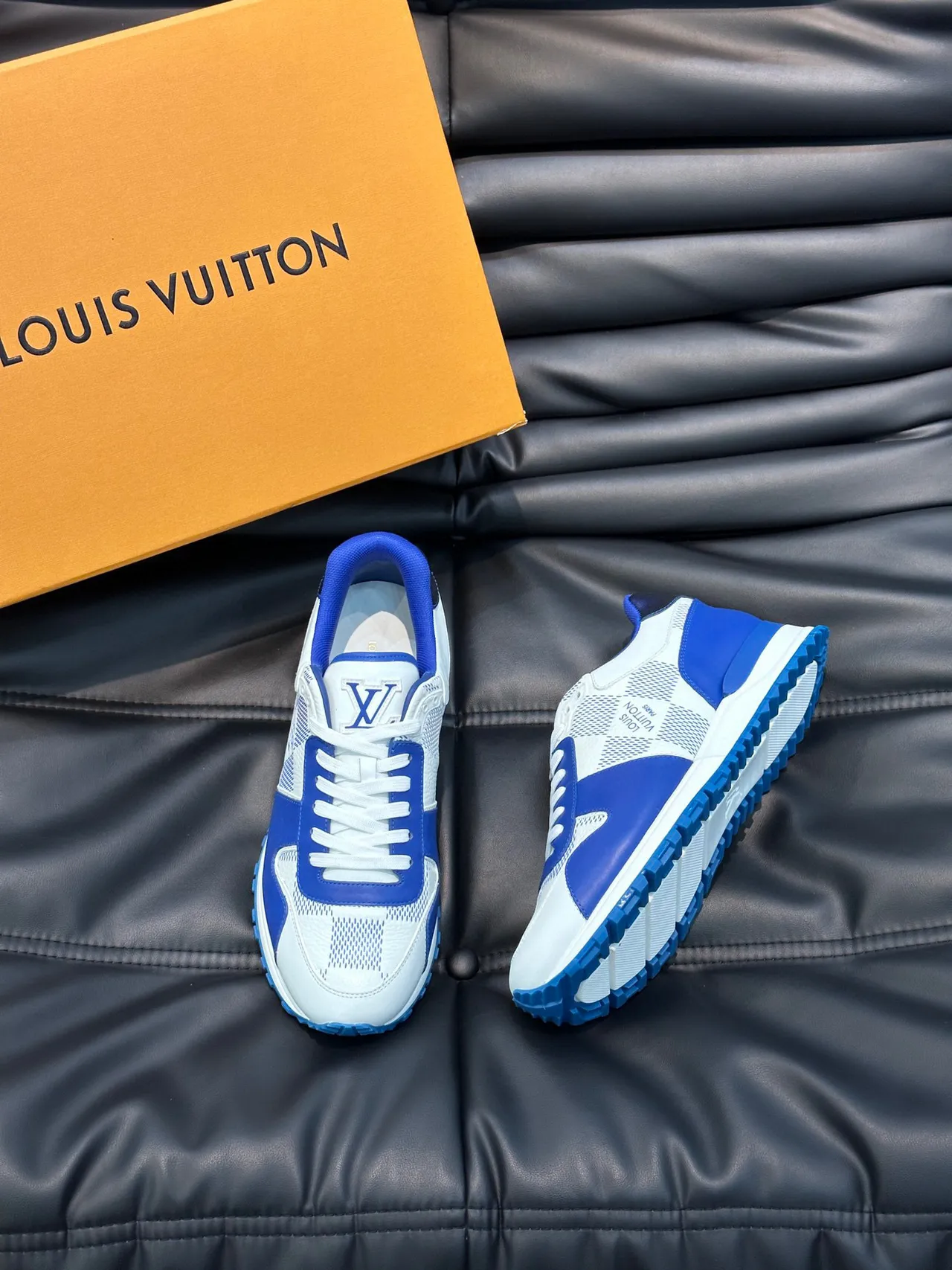 Louis Vuitton LV Trainer White Blue Low-Top Mesh-and-Leather Panelled Lifestyle Sneakers 9