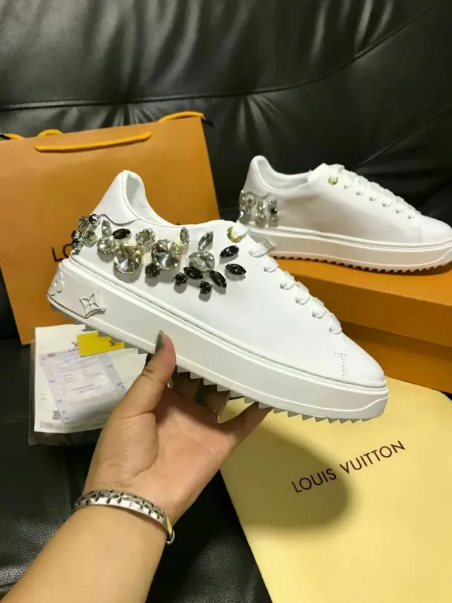 Louis Vuitton LV Trainer White Gold Leather Platform Sole Lifestyle Sneakers 5