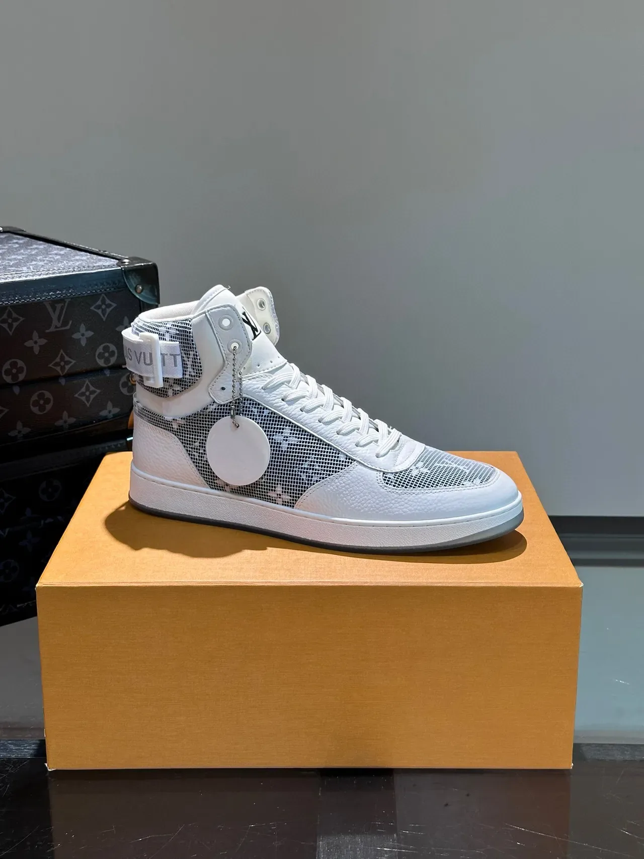 Louis Vuitton LV Trainer White Gray High-Top Monogram Mesh Lifestyle Sneakers 6