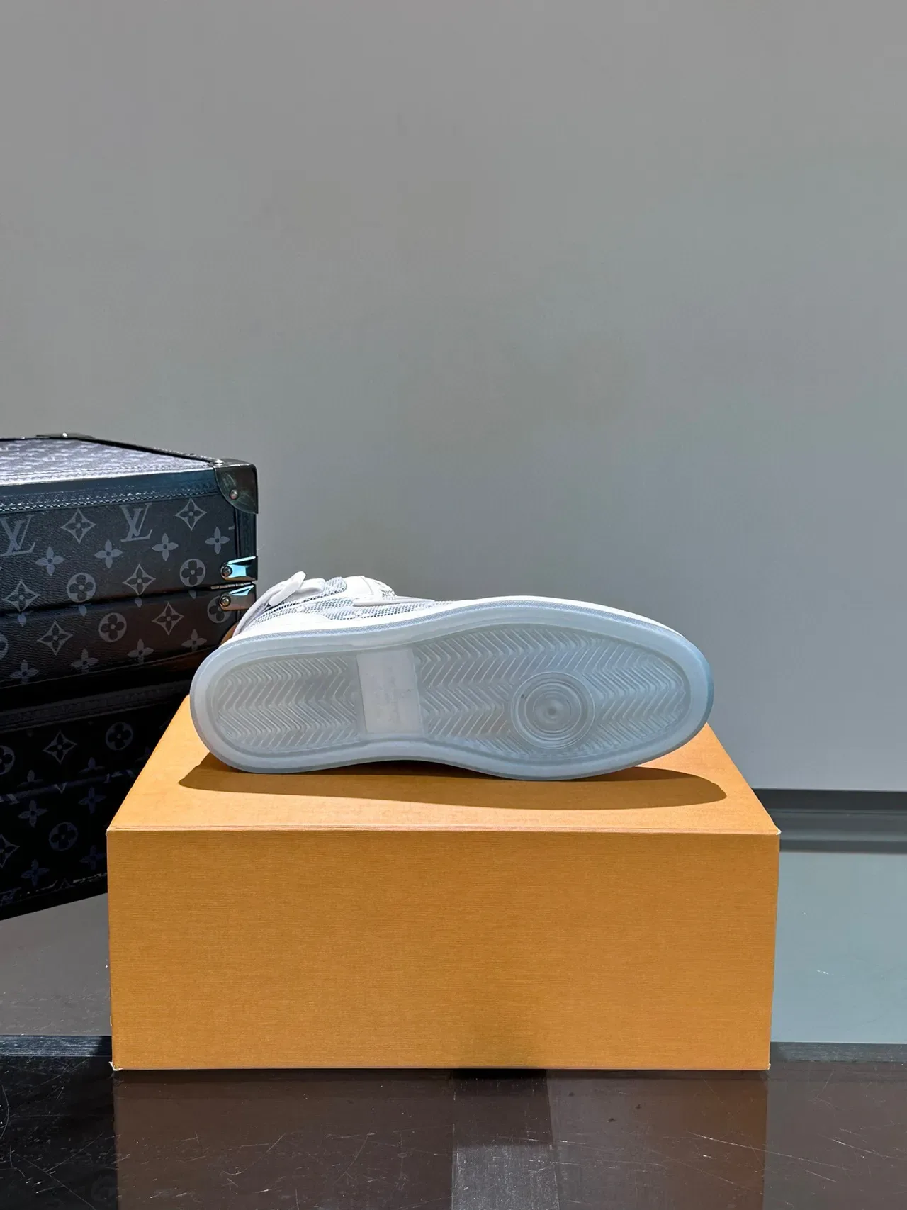 Louis Vuitton LV Trainer White Gray High-Top Monogram Mesh Lifestyle Sneakers 9