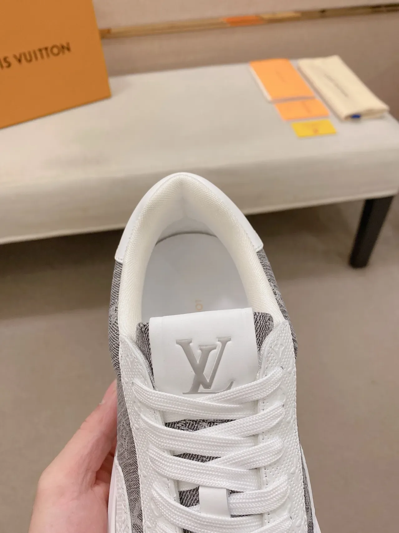 Louis Vuitton LV Trainer White Gray Low-Top Platform Sole Lifestyle Sneakers 4