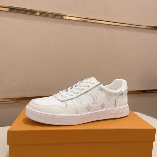 Louis Vuitton LV Trainer White Gray Monogram-Print Leather Low-Top Lace-Up Lifestyle Sneakers