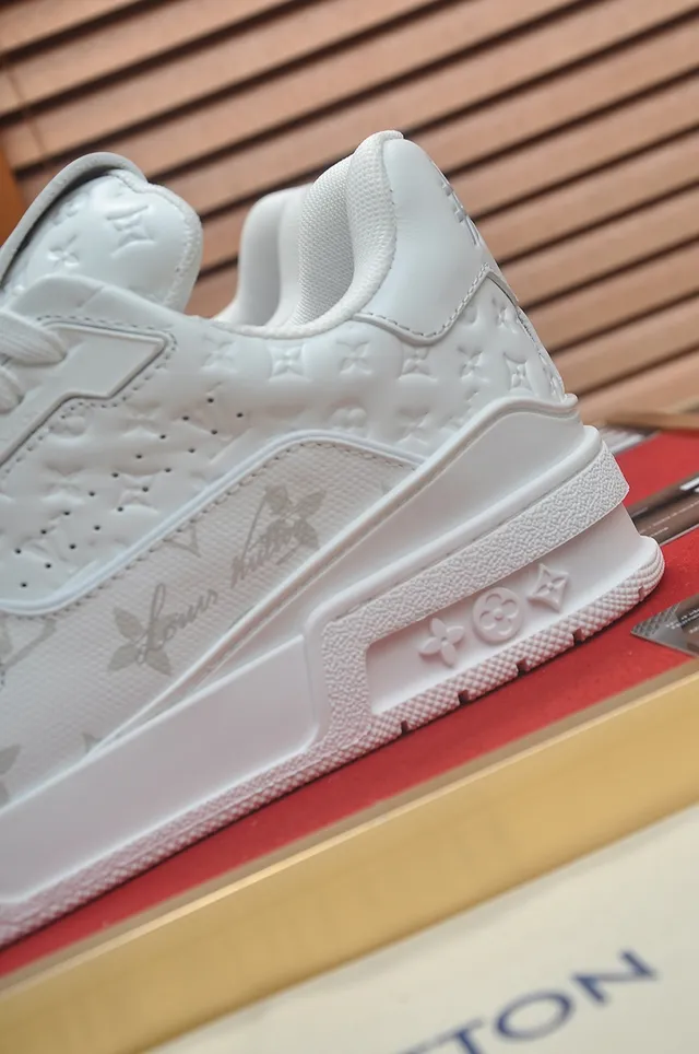 Louis Vuitton LV Trainer White Gray Monogram-Printed Leather Sculpted Dual-Density Sole Lifestyle Sneakers 2