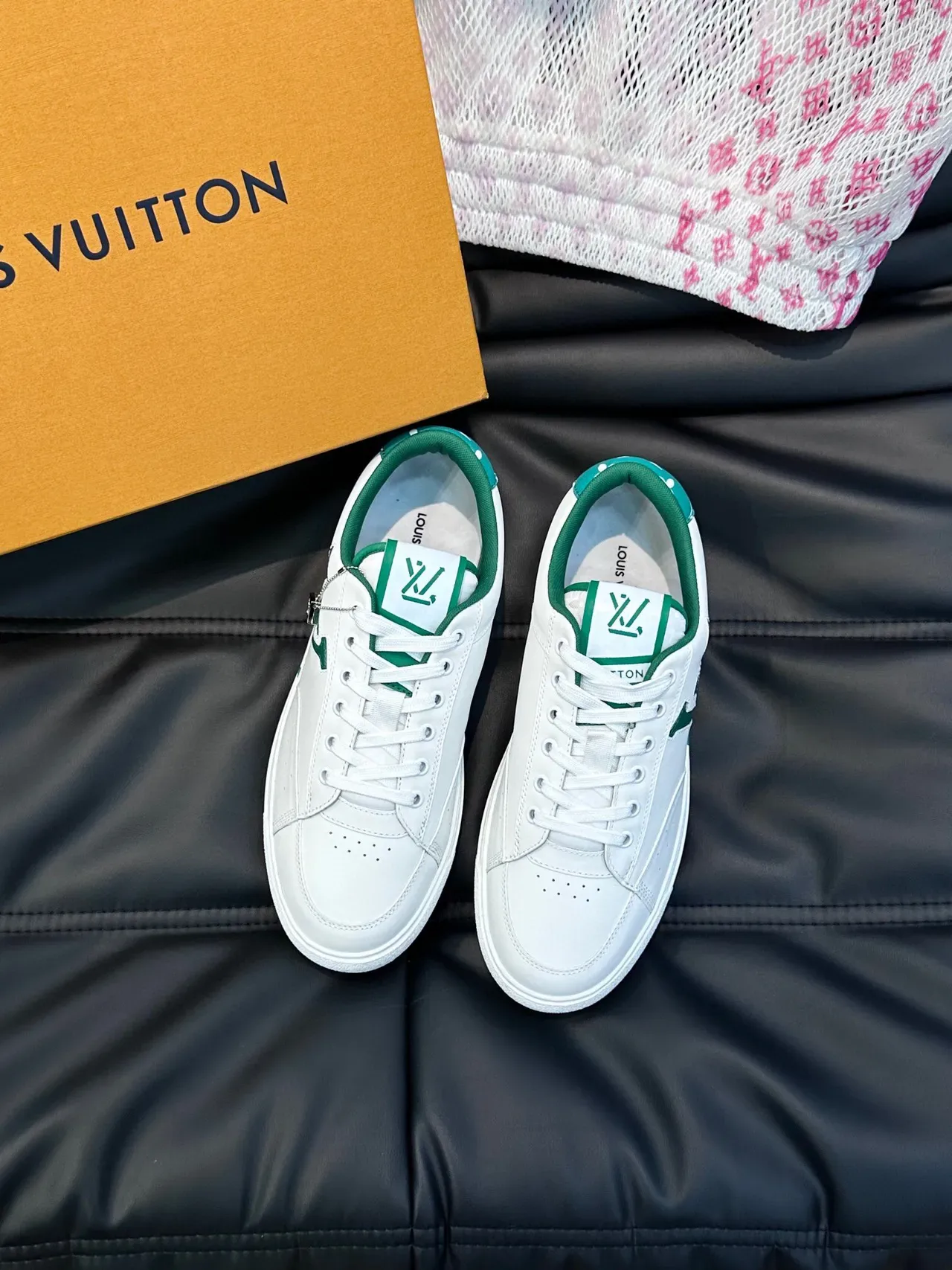 Louis Vuitton LV Trainer White Green Leather Accent Piping Lifestyle Sneakers 2