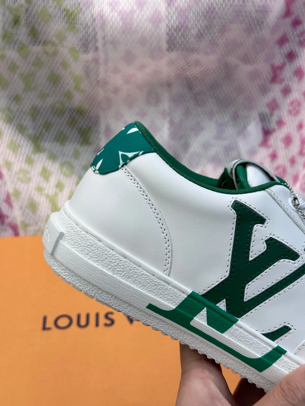 Louis Vuitton LV Trainer White Green Leather Accent Piping Lifestyle Sneakers 7