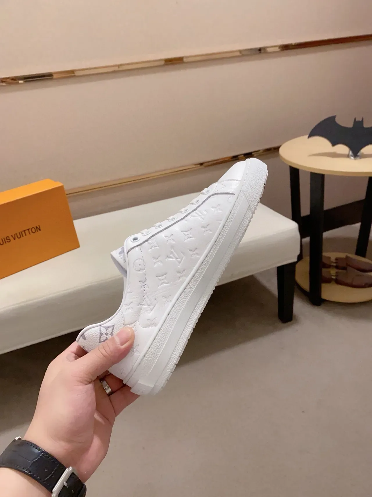 Louis Vuitton LV Trainer White Monogram-Embossed Leather Low-Top Lifestyle Sneakers 5