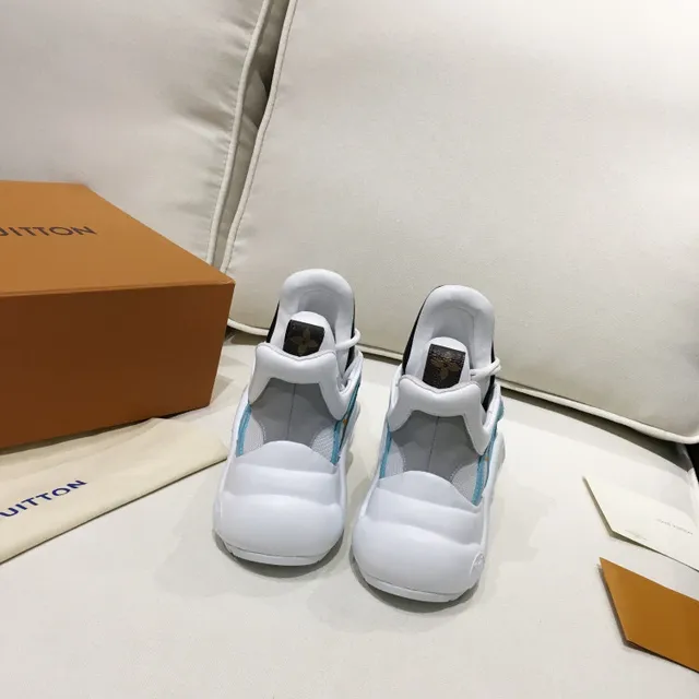 Louis Vuitton LV Trainer White Multicolor Sculpted Sole Geometric Overlay Cage Chunky Sneakers 4