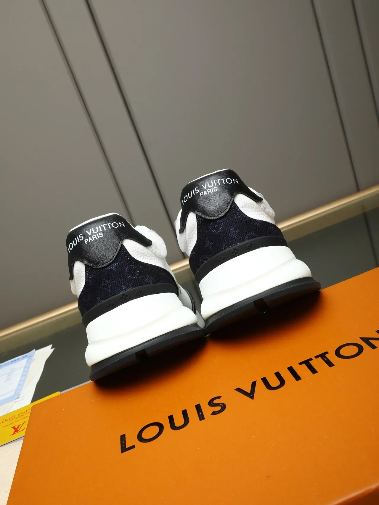 Louis Vuitton LV Trainer White Navy Chunky Platform Sole Oversized Monogram Logo Lifestyle Sneakers 4