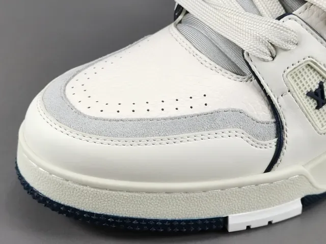 Louis Vuitton LV Trainer White Navy Leather Upper Cursive Signature Detail Lifestyle Sneakers 9