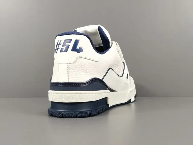 Louis Vuitton LV Trainer White Navy Leather Upper Cursive Signature Detail Lifestyle Sneakers 14