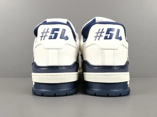 Louis Vuitton LV Trainer White Navy Leather Upper Cursive Signature Detail Lifestyle Sneakers 17