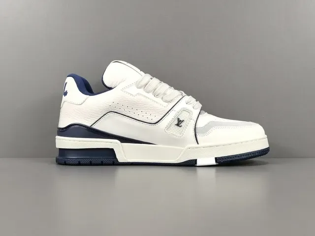 Louis Vuitton LV Trainer White Navy Leather Upper Cursive Signature Detail Lifestyle Sneakers 18