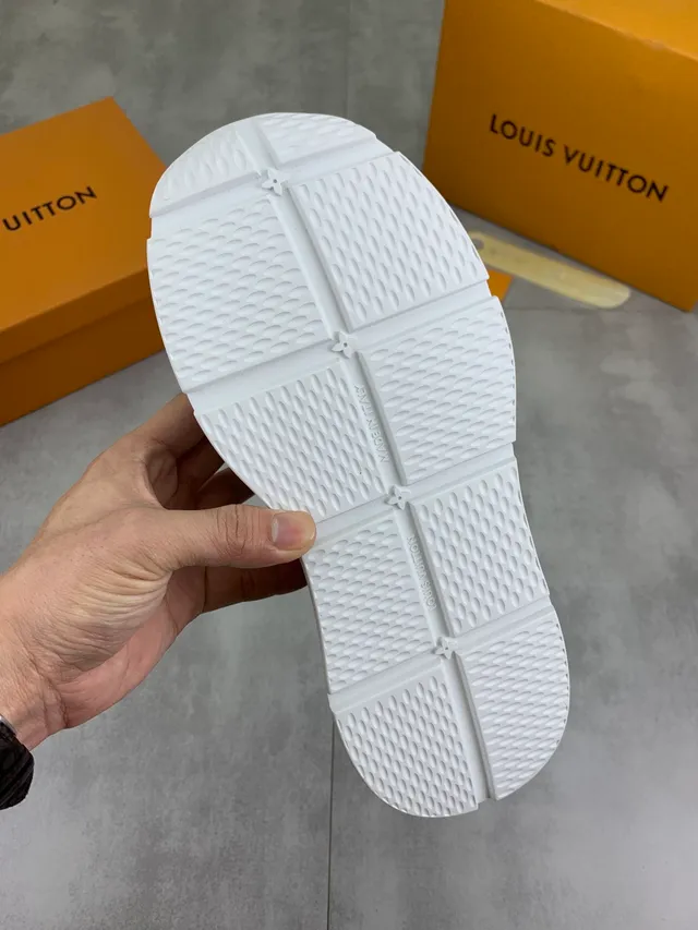 Louis Vuitton LV Trainer White Navy Perforated Leather Monogrammed Side Panel Lifestyle Sneakers 2