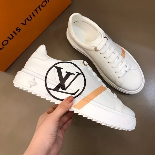 Louis Vuitton LV Trainer White Orange Leather Circular Monogram Lifestyle Sneakers 3