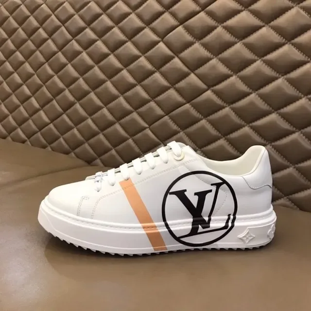 Louis Vuitton LV Trainer White Orange Leather Circular Monogram Lifestyle Sneakers 4