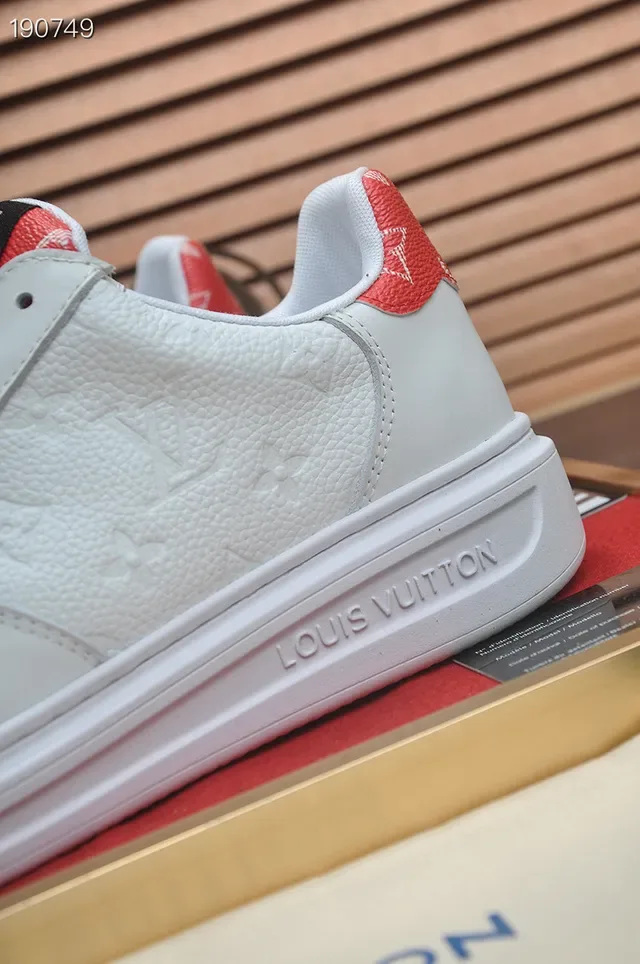 Louis Vuitton LV Trainer White Red Embossed Monogram Leather Low-Top Silhouette Lifestyle Sneakers 3