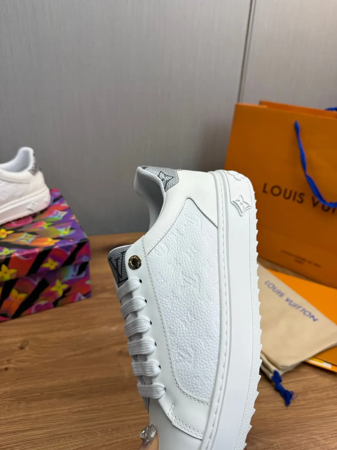 Louis Vuitton LV Trainer White Silver Leather Low-Top Lifestyle Sneakers 9