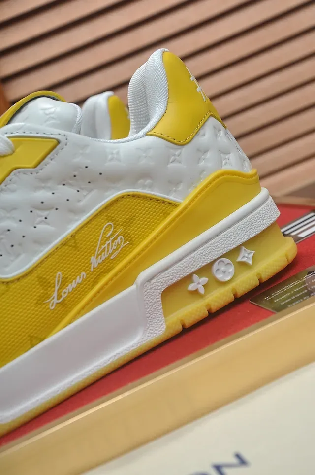 Louis Vuitton LV Trainer Yellow White Monogram-Printed Leather And Textile Upper Lifestyle Sneakers 2