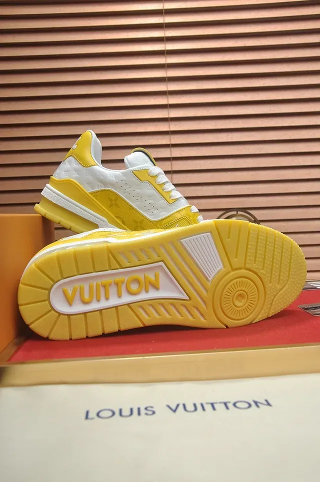 Louis Vuitton LV Trainer Yellow White Monogram-Printed Leather And Textile Upper Lifestyle Sneakers 3