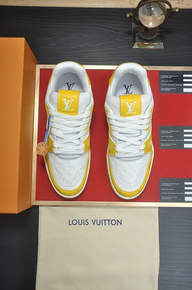 Louis Vuitton LV Trainer Yellow White Monogram-Printed Leather And Textile Upper Lifestyle Sneakers 5