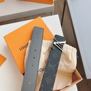 Louis Vuitton LV Twist Belt Dark Gray Monogram Coated Canvas Leather Belt