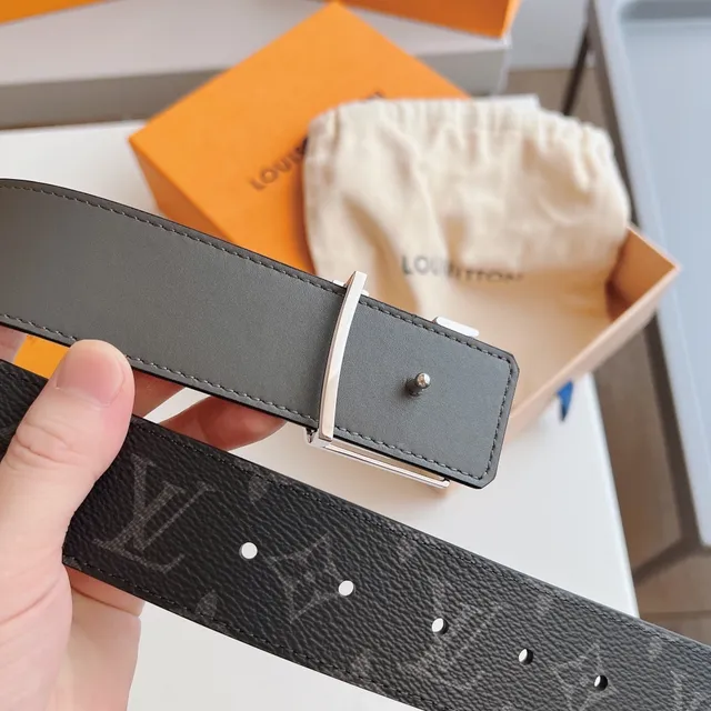 Louis Vuitton LV Twist Belt Dark Gray Monogram Coated Canvas Leather Belt 4