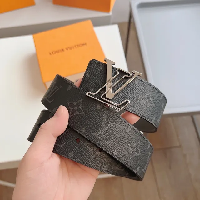 Louis Vuitton LV Twist Belt Dark Gray Monogram Coated Canvas Leather Belt 9
