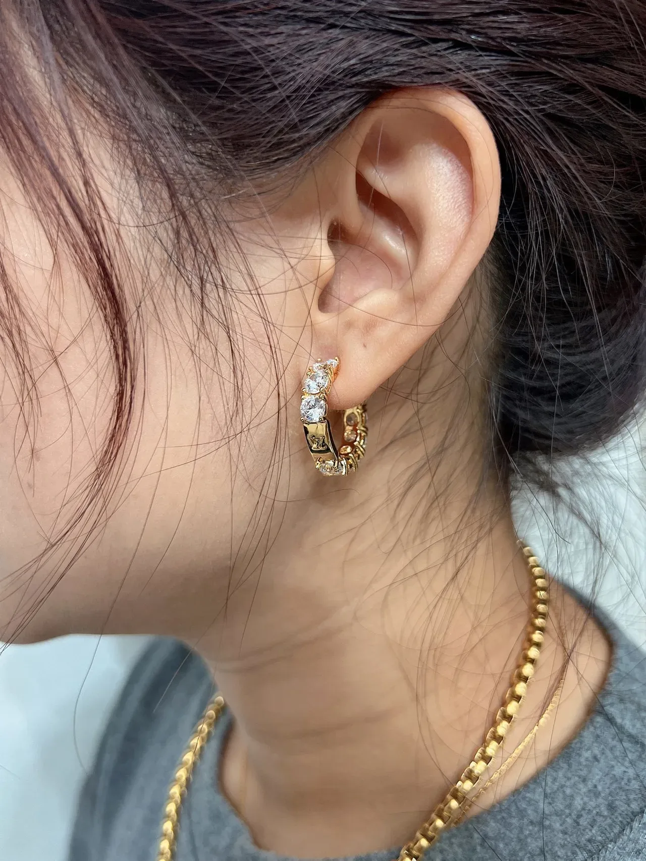 Louis Vuitton LV Volt Crystal Hoop Earrings 3