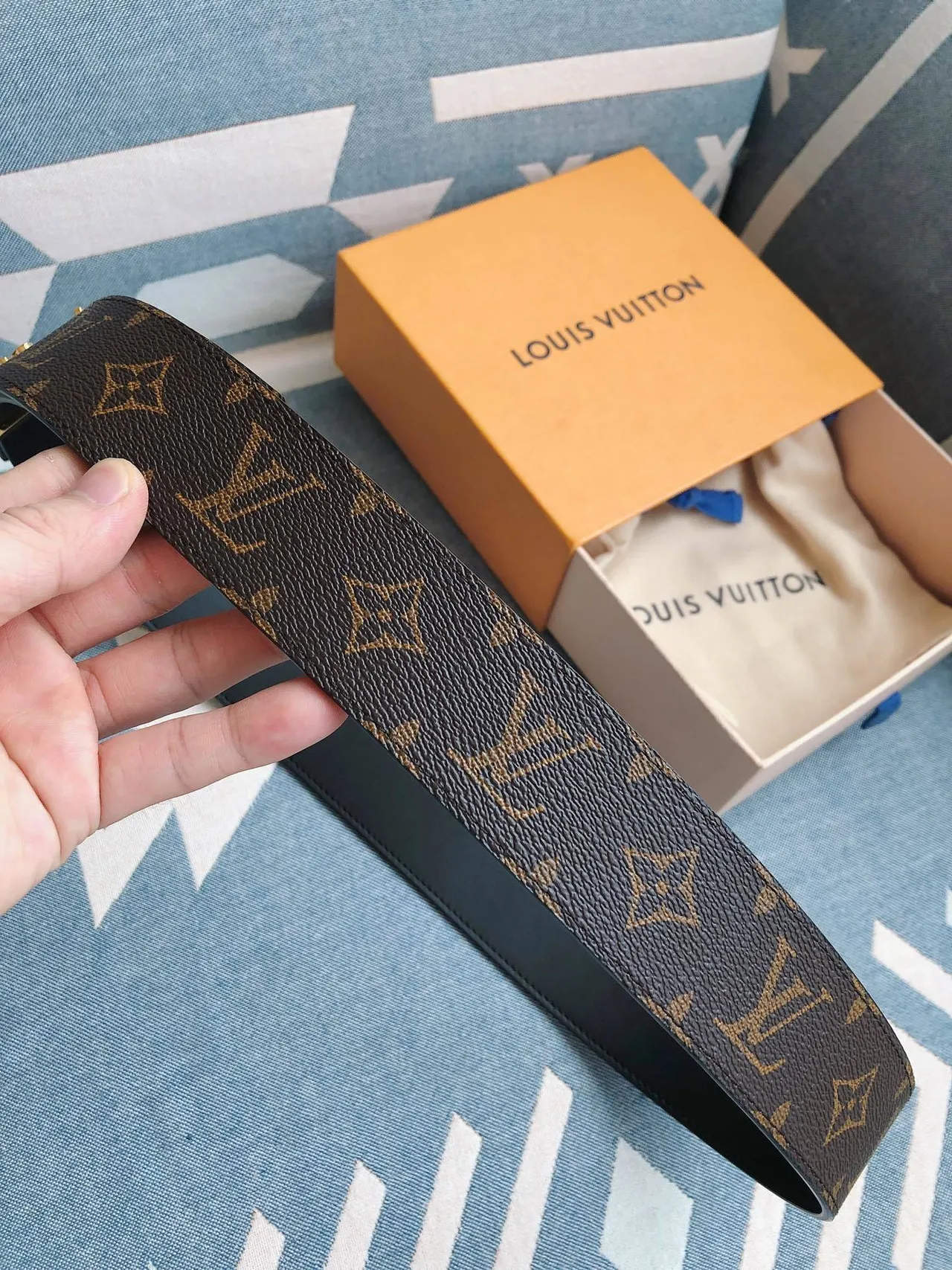 Louis Vuitton LV² Belt Monogram Coated Canvas Brown Gold Leather Belt 4