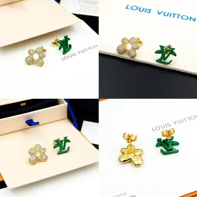 Louis Vuitton Monogram and Crystal Flower Stud Earrings 8