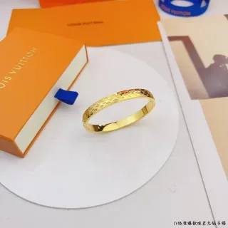 Louis Vuitton Monogram Bangle Gold Blue Rigid Bracelet