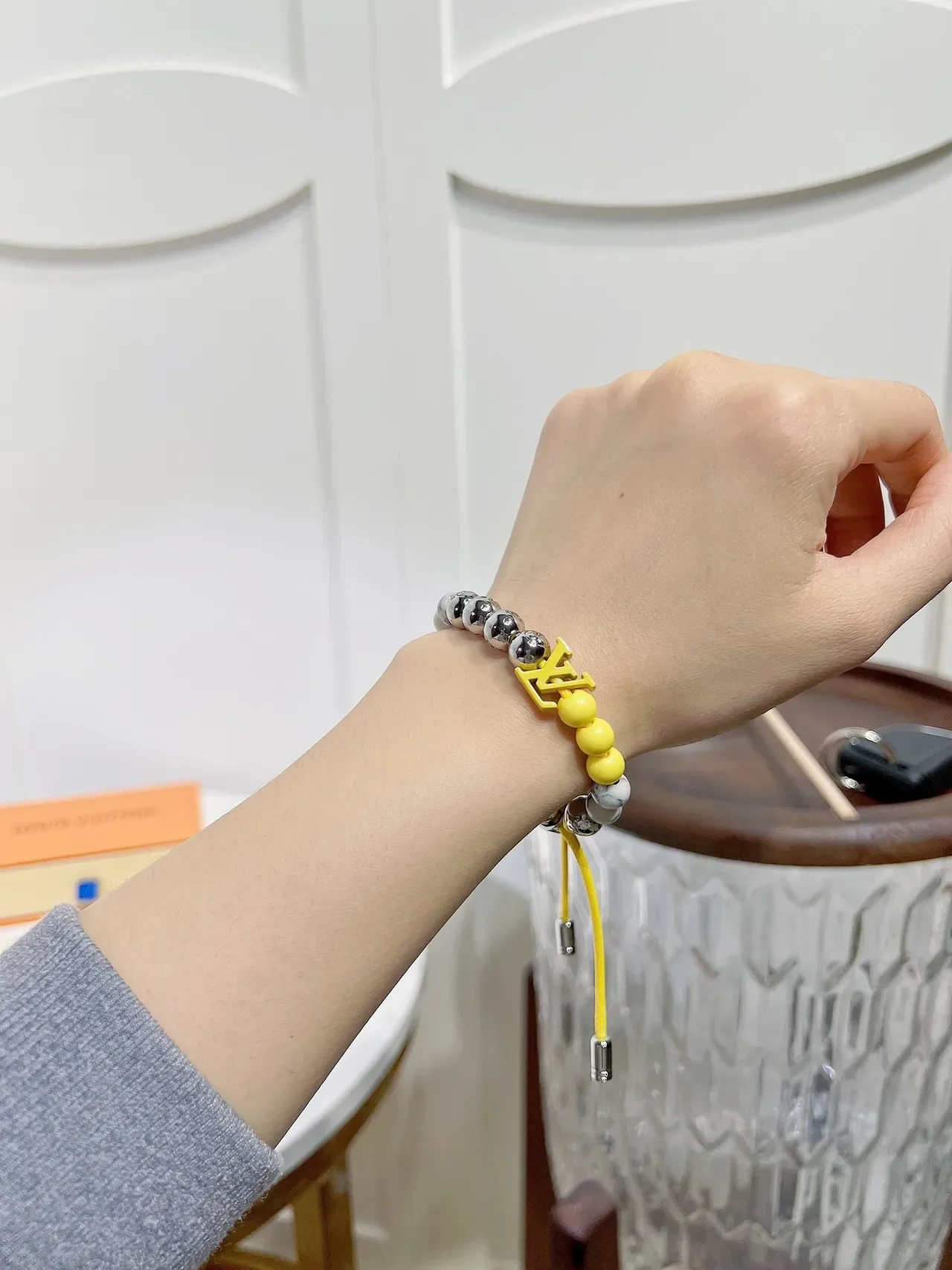 Louis Vuitton Monogram Beads Yellow and Silver Bracelet 5