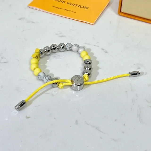 Louis Vuitton Monogram Beads Yellow and Silver Bracelet 10
